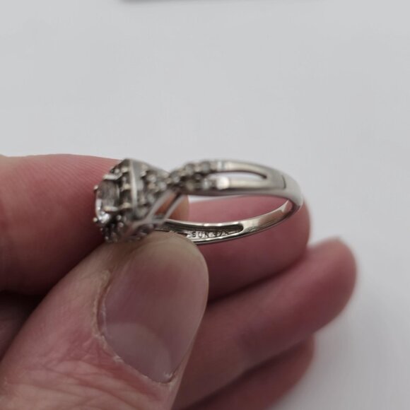 Size 7 Sterling Silver Clear Sapphire Gems Band Ring A3197 - Picture 7 of 10